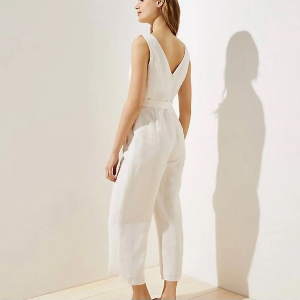 Ann Taylor/Loft Wide-Leg Ivory Jumpsuit - Picture 3 of 6